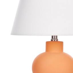 Wyld and Coco Orange Ceramic Table Lamp Hand Painted Geometric Base and Linen Drum - thumbnail 5