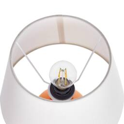Wyld and Coco Orange Ceramic Table Lamp Hand Painted Geometric Base and Linen Drum - thumbnail 4