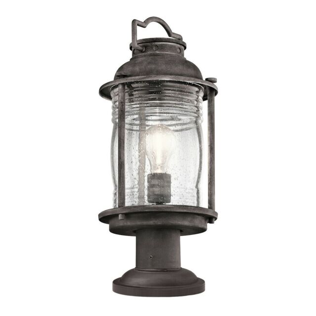 Loops Outdoor IP44 1 Bulb Wall Ground Pedestal Weathered Zinc LED E27 60W