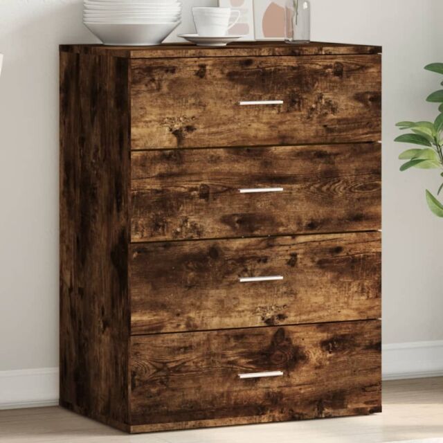 Berkfield Home Sideboard Smoked Oak 60x39x80 cm Engineered Wood in Brown - Size: 60 x 39 x 80 cm - image 1