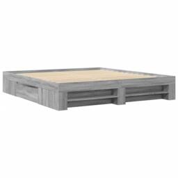 Berkfield Home Durable Bed Frame Frame Grey Sonoma 180x200 cm Super King Wood - thumbnail 1