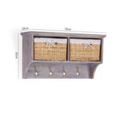 Statement Furniture Tetbury Acacia Wood Coat Rack / Shelf with Storage Baskets - Small in Brown - thumbnail 2