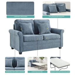 Bravich LTD Ramy Sofa Bed Corduroy 2 Seater Fold Out Mattress in Blue - thumbnail 6