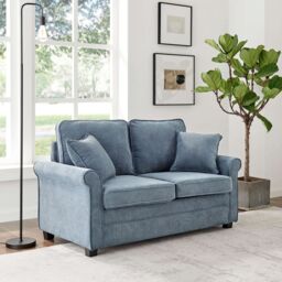 Bravich LTD Ramy Sofa Bed Corduroy 2 Seater Fold Out Mattress in Blue - thumbnail 1