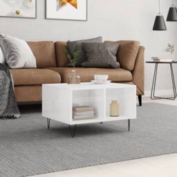Berkfield Home Modern Coffee Table High Gloss White 60x50x36.5 cm Engineered Wood - thumbnail 2