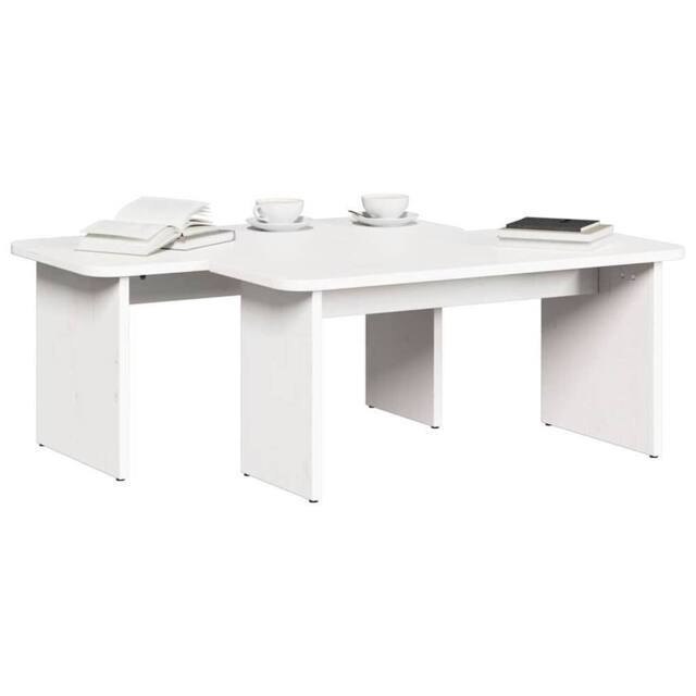 Berkfield Home Decorative Coffee Table 2 pcs White Solid pine wood - image 1