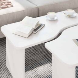 Berkfield Home Decorative Coffee Table 2 pcs White Solid pine wood - thumbnail 5