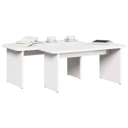 Berkfield Home Decorative Coffee Table 2 pcs White Solid pine wood - thumbnail 1
