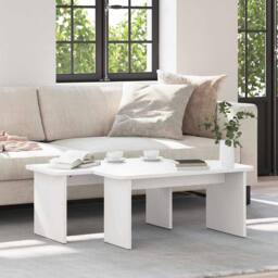 Berkfield Home Decorative Coffee Table 2 pcs White Solid pine wood - thumbnail 2