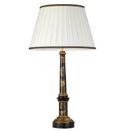 Loops Single Table Lamp Ivory with Black & Gold Trim Shade LED E27 60w Bulb d00460 - thumbnail 2