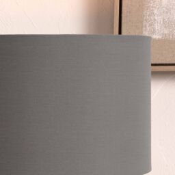 Ruma Grey Cylinder Poly Cotton Lampshade For Table Lamps - Size: 14 inches - thumbnail 2