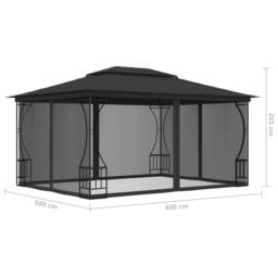Berkfield Home Gazebo with Nets 300x400x265 cm Anthracite in Black - Size: 300 x 400 x 265 cm - thumbnail 6