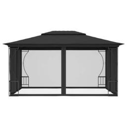 Berkfield Home Gazebo with Nets 300x400x265 cm Anthracite in Black - Size: 300 x 400 x 265 cm - thumbnail 3