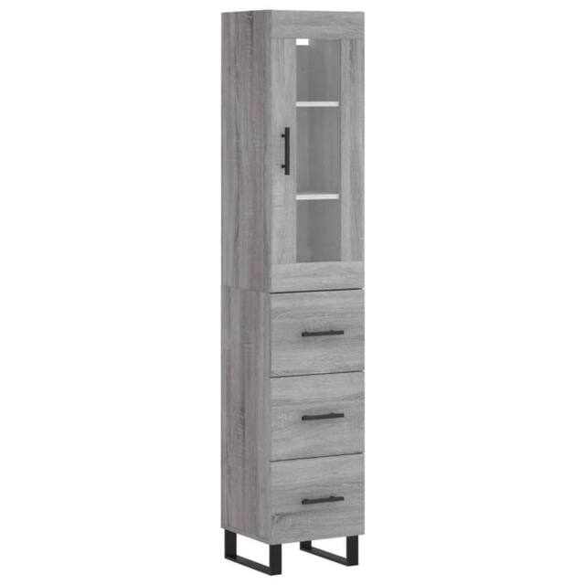 Berkfield Home Highboard Grey Sonoma 34.5x34x180 cm Engineered Wood - image 1