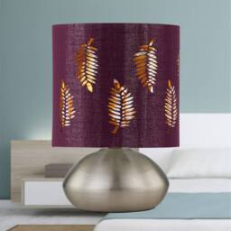 First Choice Lighting Set of 2 Jenson - Brushed Chrome Touch Table Lamps with Burgundy Shade in Silver - thumbnail 4