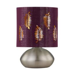 First Choice Lighting Set of 2 Jenson - Brushed Chrome Touch Table Lamps with Burgundy Shade in Silver - thumbnail 2