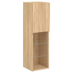 Berkfield Home 5 Piece TV Wall Units with LED Sonoma Oak Engineered Wood in Brown - thumbnail 8