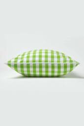 Homescapes Block Check Cotton Gingham Cushion Cover in Green - Size: 45 cm x 45 cm - thumbnail 3