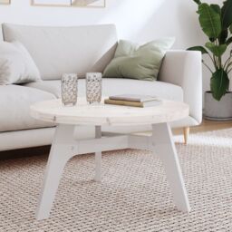 Berkfield Home Table Top Round White Ã˜70x3 cm Solid Wood Pine - Size: 70x3 cm