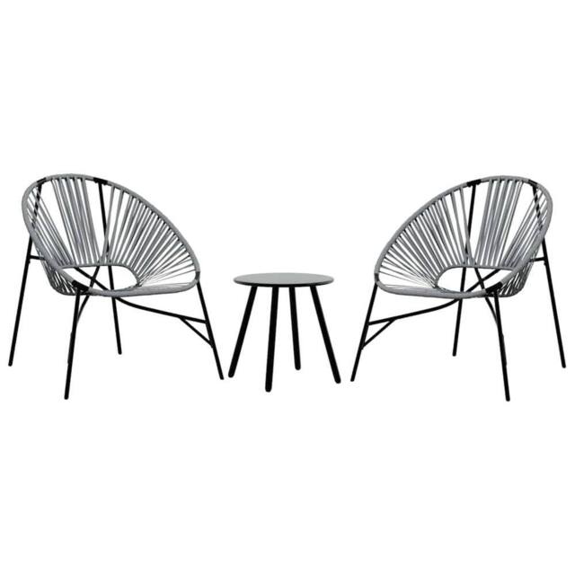 Berkfield Home Garden Chair Set 3 pcs Black & Light Grey Poly Rattan - image 1