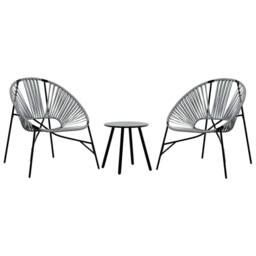 Berkfield Home Garden Chair Set 3 pcs Black & Light Grey Poly Rattan - thumbnail 1