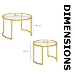 FURNOS Set Of 2 Round Gold Nesting Tables With Tempered Glass Top - thumbnail 6
