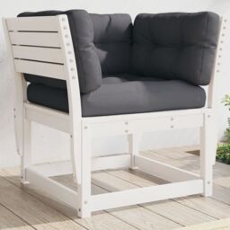 Berkfield Home Garden Sofa Armrest with Cushions White Solid Wood Pine