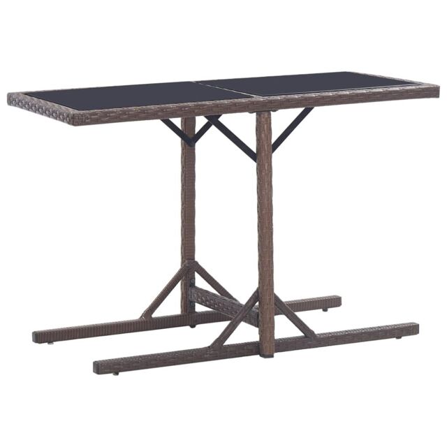 Berkfield Home Garden Table Brown 110x53x72 cm Glass & Poly Rattan - Size: 110 x 53 x 72 cm - image 1