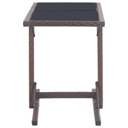 Berkfield Home Garden Table Brown 110x53x72 cm Glass & Poly Rattan - Size: 110 x 53 x 72 cm - thumbnail 3
