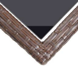 Berkfield Home Garden Table Brown 110x53x72 cm Glass & Poly Rattan - Size: 110 x 53 x 72 cm - thumbnail 5