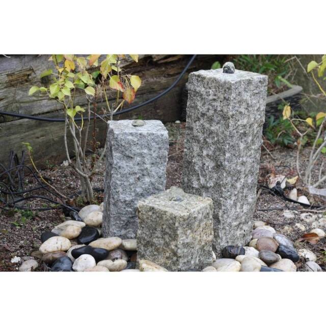 Buttercup Farm Granite Natural Surface Column Water Features (Set of 3) with Pump in Grey - image 1