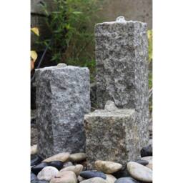 Buttercup Farm Granite Natural Surface Column Water Features (Set of 3) with Pump in Grey - thumbnail 3