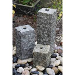 Buttercup Farm Granite Natural Surface Column Water Features (Set of 3) with Pump in Grey - thumbnail 2