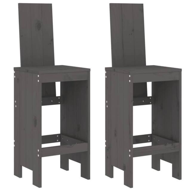 Berkfield Home Bar Stools 2 pcs Grey 40x42x120 cm Solid Wood Pine - Size: 40 x 42 x 120 cm - image 1