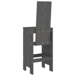 Berkfield Home Bar Stools 2 pcs Grey 40x42x120 cm Solid Wood Pine - Size: 40 x 42 x 120 cm - thumbnail 6