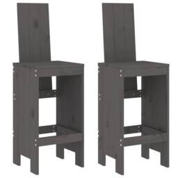 Berkfield Home Bar Stools 2 pcs Grey 40x42x120 cm Solid Wood Pine - Size: 40 x 42 x 120 cm