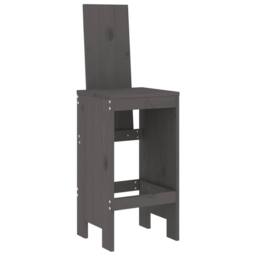 Berkfield Home Bar Stools 2 pcs Grey 40x42x120 cm Solid Wood Pine - Size: 40 x 42 x 120 cm - thumbnail 3