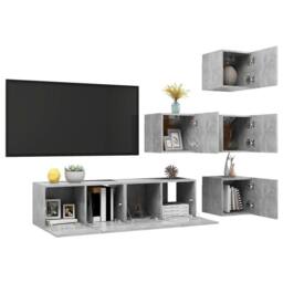 Berkfield Home 6 Piece TV Cabinet Set Concrete Grey Engineered Wood - thumbnail 2