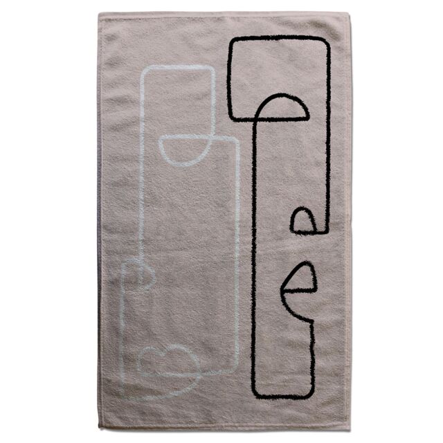 Benjamin Tate Design line art of two faces Designer Bath Towel in Blue - image 1