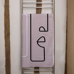 Benjamin Tate Design line art of two faces Designer Bath Towel in Blue - thumbnail 2