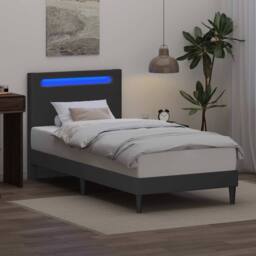 Berkfield Home Bed Frame with LED Strip Lights Grey 90 x 190 cm Faux Leather - thumbnail 4