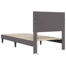Berkfield Home Bed Frame with LED Strip Lights Grey 90 x 190 cm Faux Leather - thumbnail 8