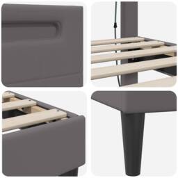 Berkfield Home Bed Frame with LED Strip Lights Grey 90 x 190 cm Faux Leather - thumbnail 9