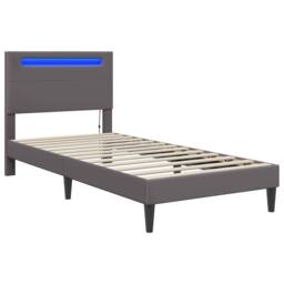 Berkfield Home Bed Frame with LED Strip Lights Grey 90 x 190 cm Faux Leather - thumbnail 5