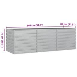 Berkfield Home Garden Raised Bed 240x80x77 cm Galvanized Steel Silver - Size: 240 x 80 x 77 cm - thumbnail 7