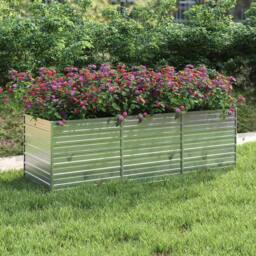Berkfield Home Garden Raised Bed 240x80x77 cm Galvanized Steel Silver - Size: 240 x 80 x 77 cm - thumbnail 2