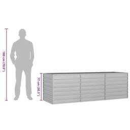 Berkfield Home Garden Raised Bed 240x80x77 cm Galvanized Steel Silver - Size: 240 x 80 x 77 cm - thumbnail 8