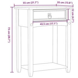 Berkfield Home Beautiful Console Table Corona 55x35x73 cm Solid Wood Pine in Light Tan - Size: 55 x 35 x 73 cm - thumbnail 9