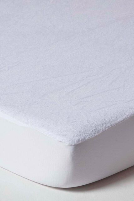 Homescapes Cot Bed Terry Towelling Waterproof Mattress Protector Pack of 2 in White - image 1