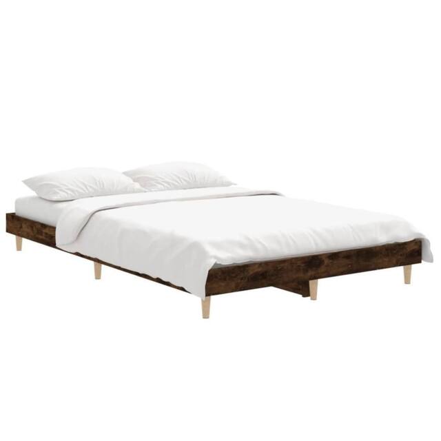 Berkfield Home Durable Bed Frame Smoked Oak 120x190 cm Small Double Engineered Wood in Brown - image 1